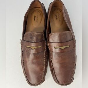 Mens Clarks Brown Leather Loafers Size 13M